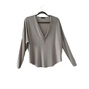Zara Long Sleeve Pullover V-Neck Top Gray Women’s Size Small